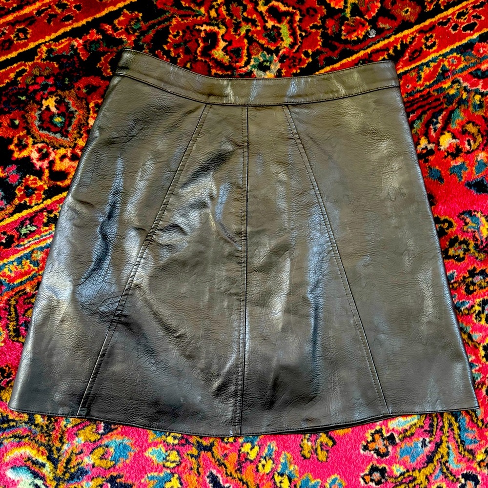 Zara Basic Black Faux Leather Mini/Skater Skirt